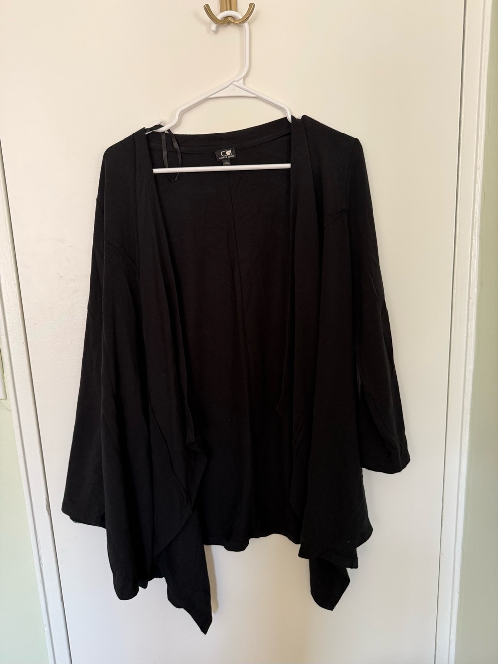 Cable & Gauge Black Open-Front Draped Cardigan